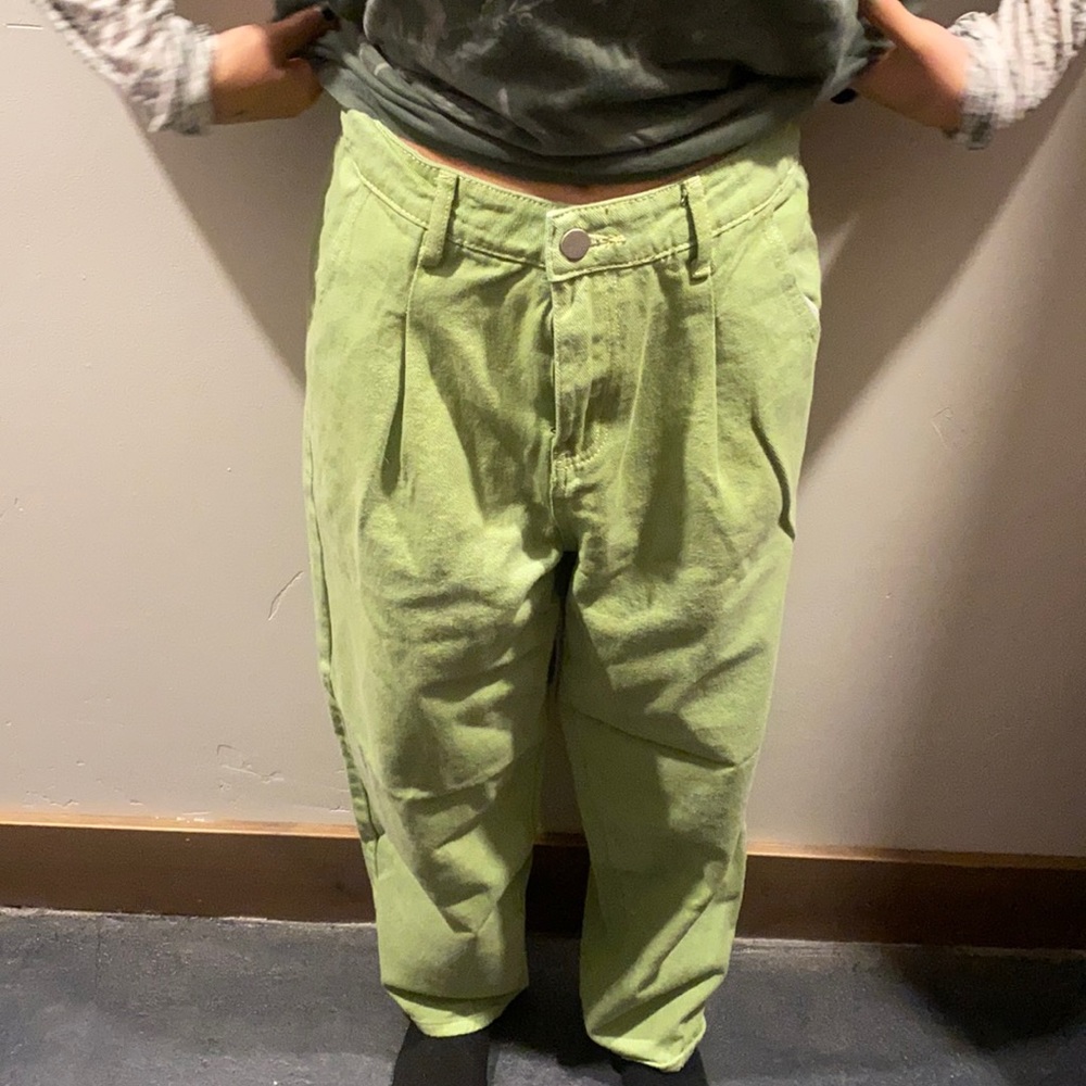 mom jeans green